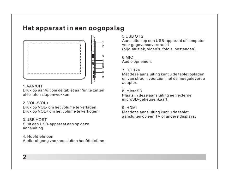 2het apparaat in een oogopslag | Lenco TAB-1012 User Manual | Page 25 / 55