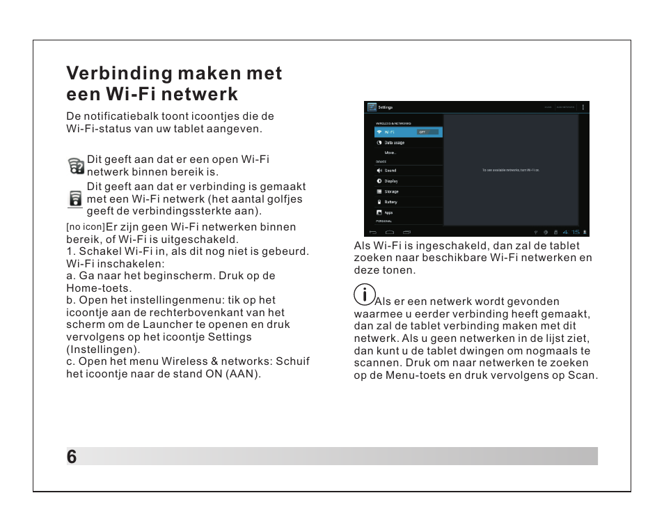 Verbinding maken met een wi-fi netwerk | Lenco TAB-1012 User Manual | Page 29 / 55