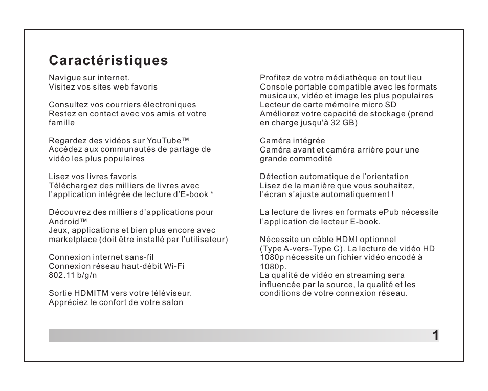 Caractéristiques | Lenco TAB-1012 User Manual | Page 35 / 55