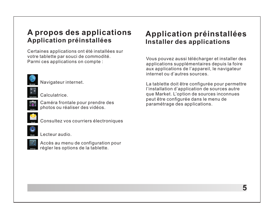 Application préinstallées, A propos des applications, Installer des applications | Lenco TAB-1012 User Manual | Page 39 / 55