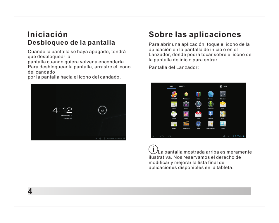 4iniciación, Sobre las aplicaciones | Lenco TAB-1012 User Manual | Page 49 / 55
