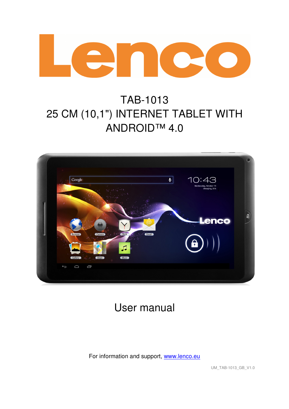 Lenco TAB-1013 User Manual | 13 pages