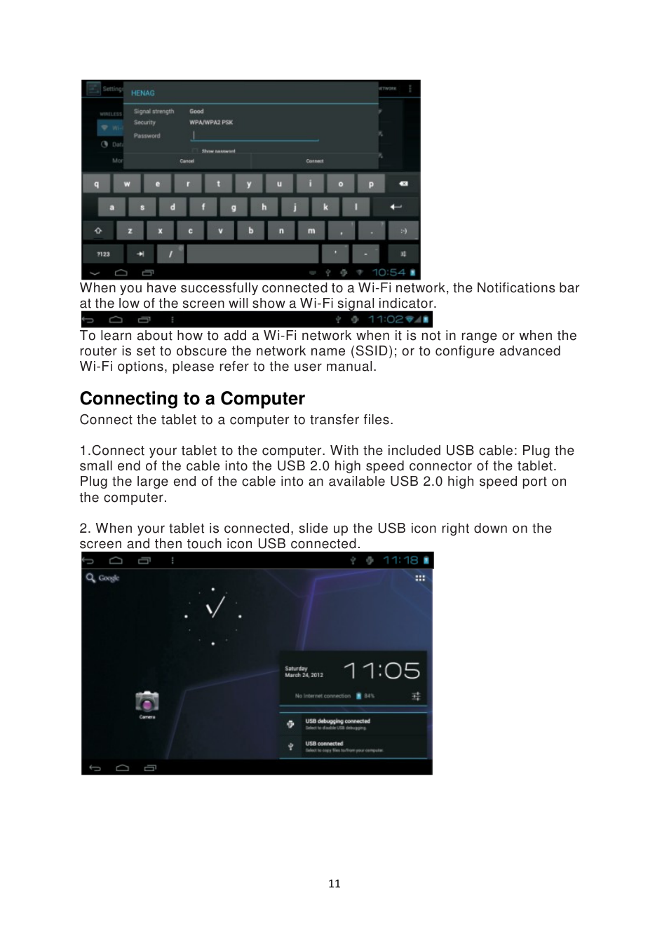 Connecting to a computer | Lenco TAB-1013 User Manual | Page 11 / 13