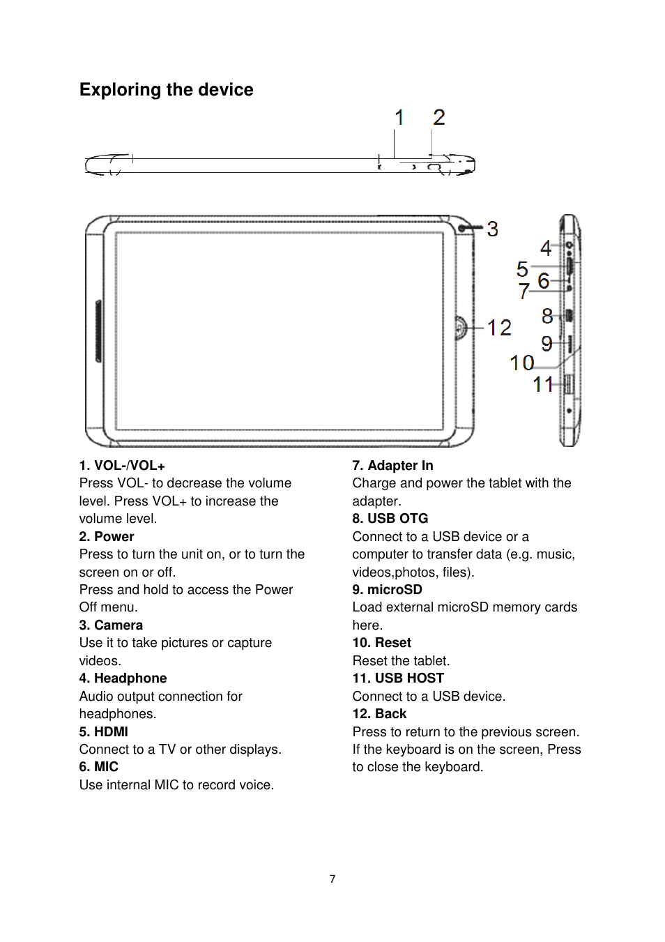 Exploring the device | Lenco TAB-1013 User Manual | Page 7 / 13