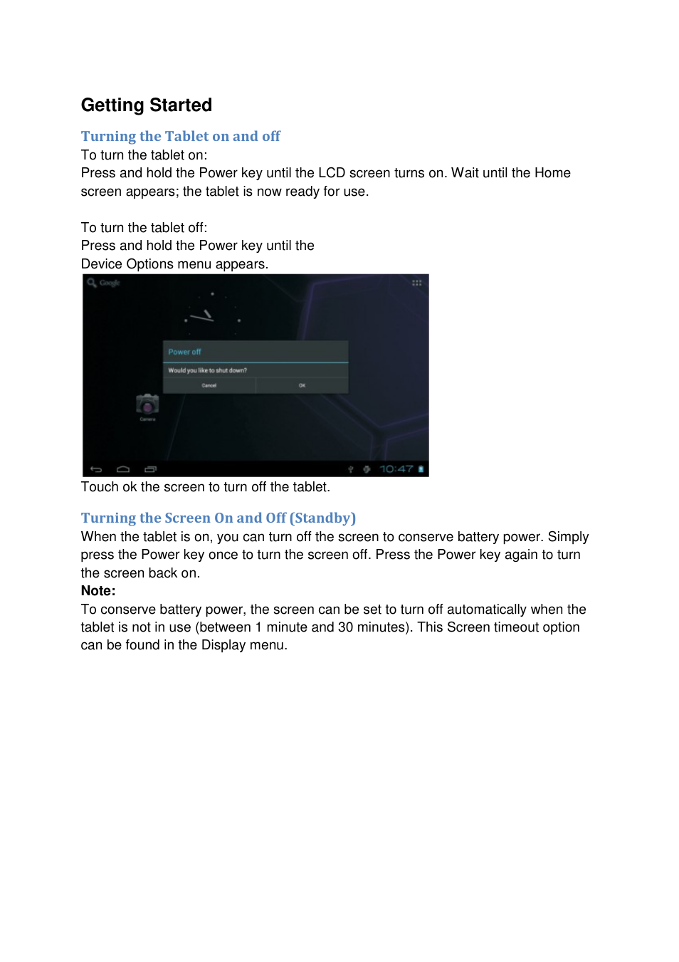 Getting started | Lenco TAB-1013 User Manual | Page 8 / 13