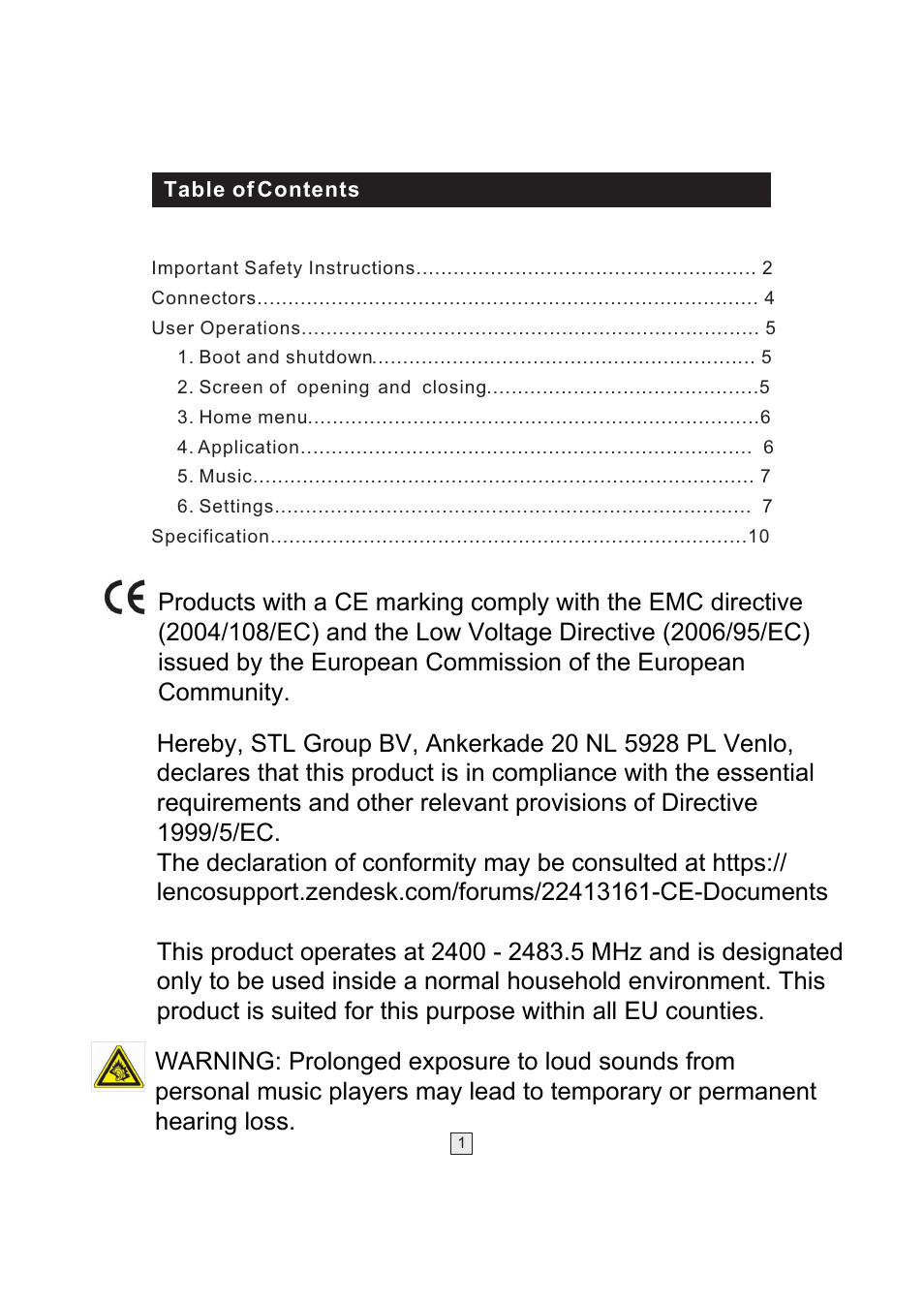 Ò³ãæ 2 | Lenco TAB-1014 User Manual | Page 2 / 12