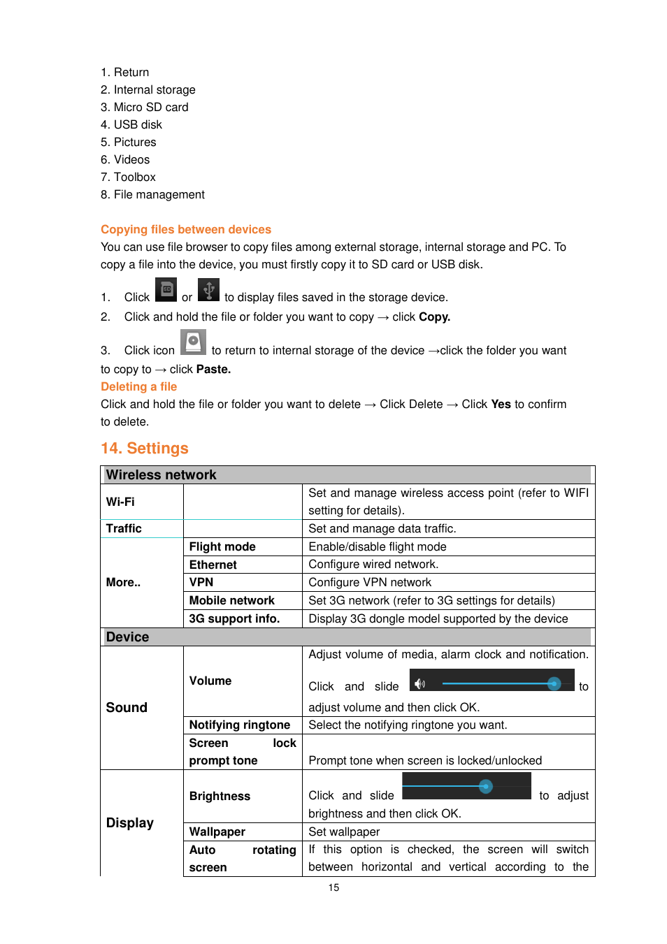 Settings | Lenco TAB-1022 User Manual | Page 15 / 111
