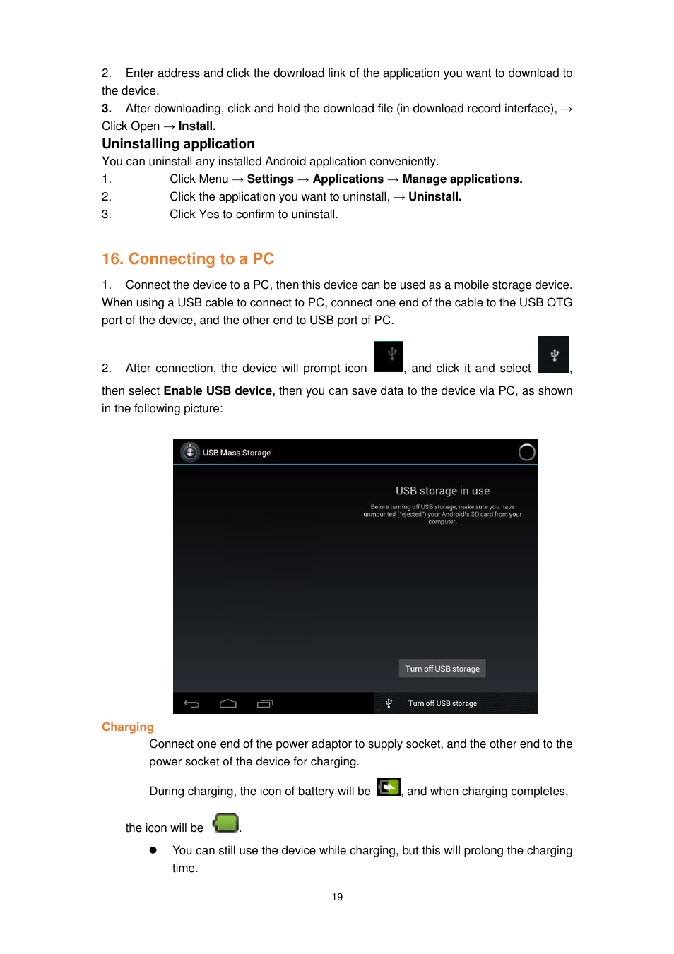 Connecting to a pc | Lenco TAB-1022 User Manual | Page 19 / 111