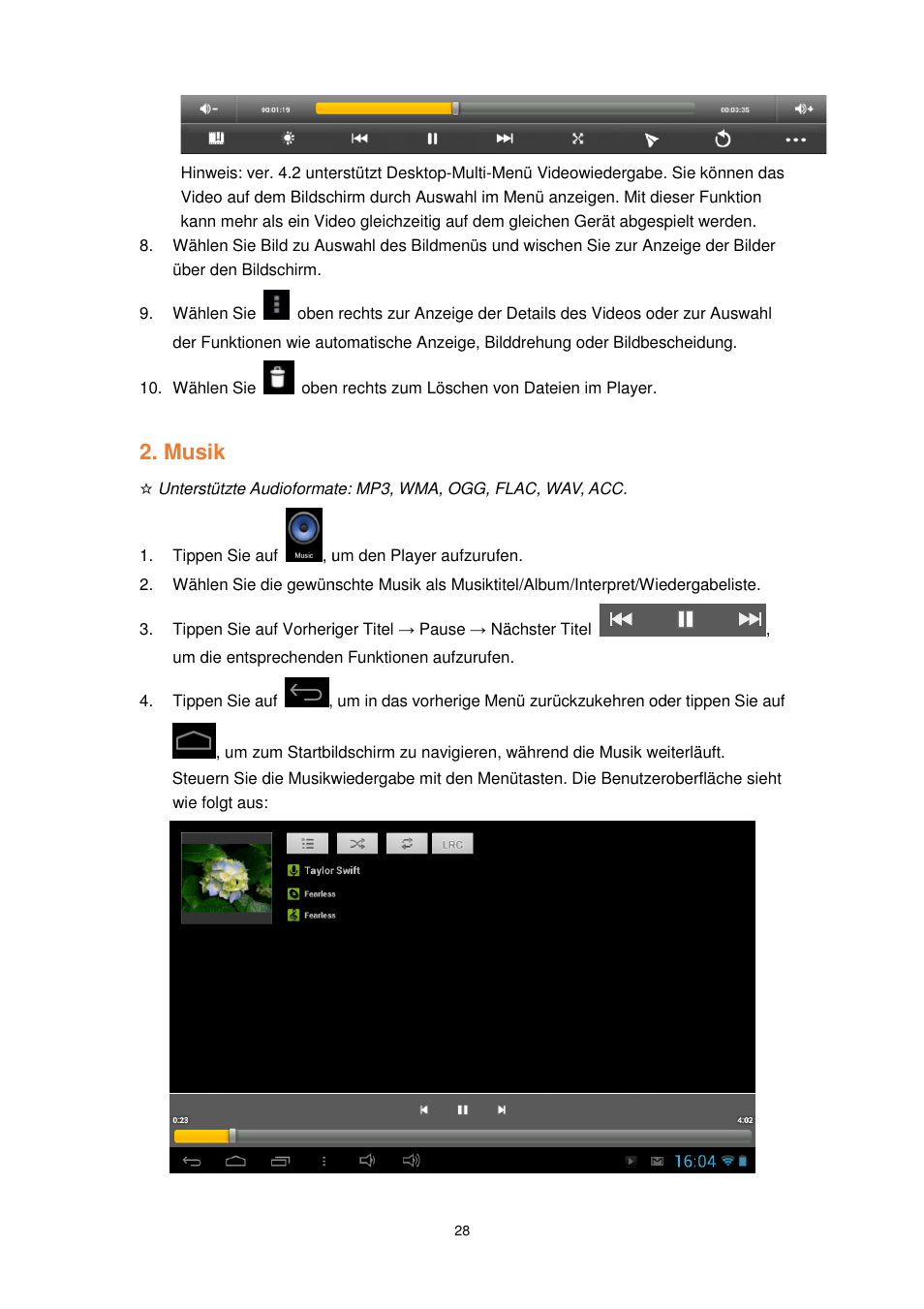 Musik | Lenco TAB-1022 User Manual | Page 28 / 111