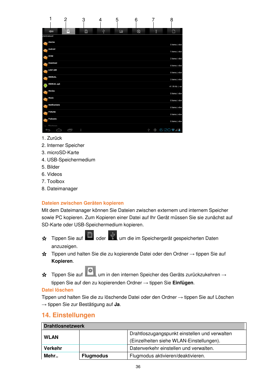 Einstellungen | Lenco TAB-1022 User Manual | Page 36 / 111