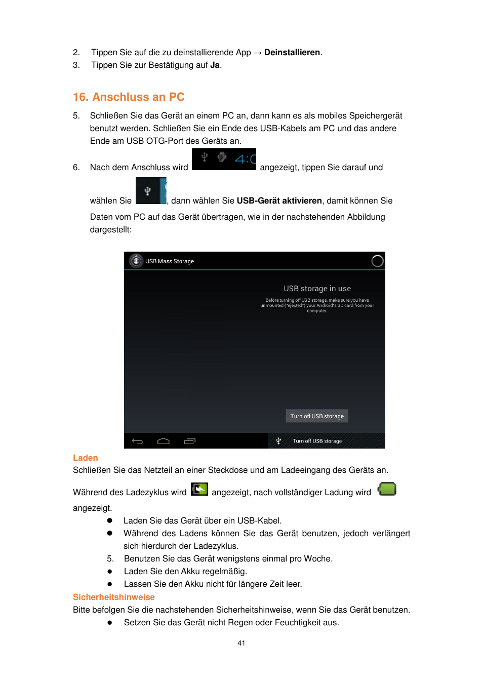 Anschluss an pc | Lenco TAB-1022 User Manual | Page 41 / 111