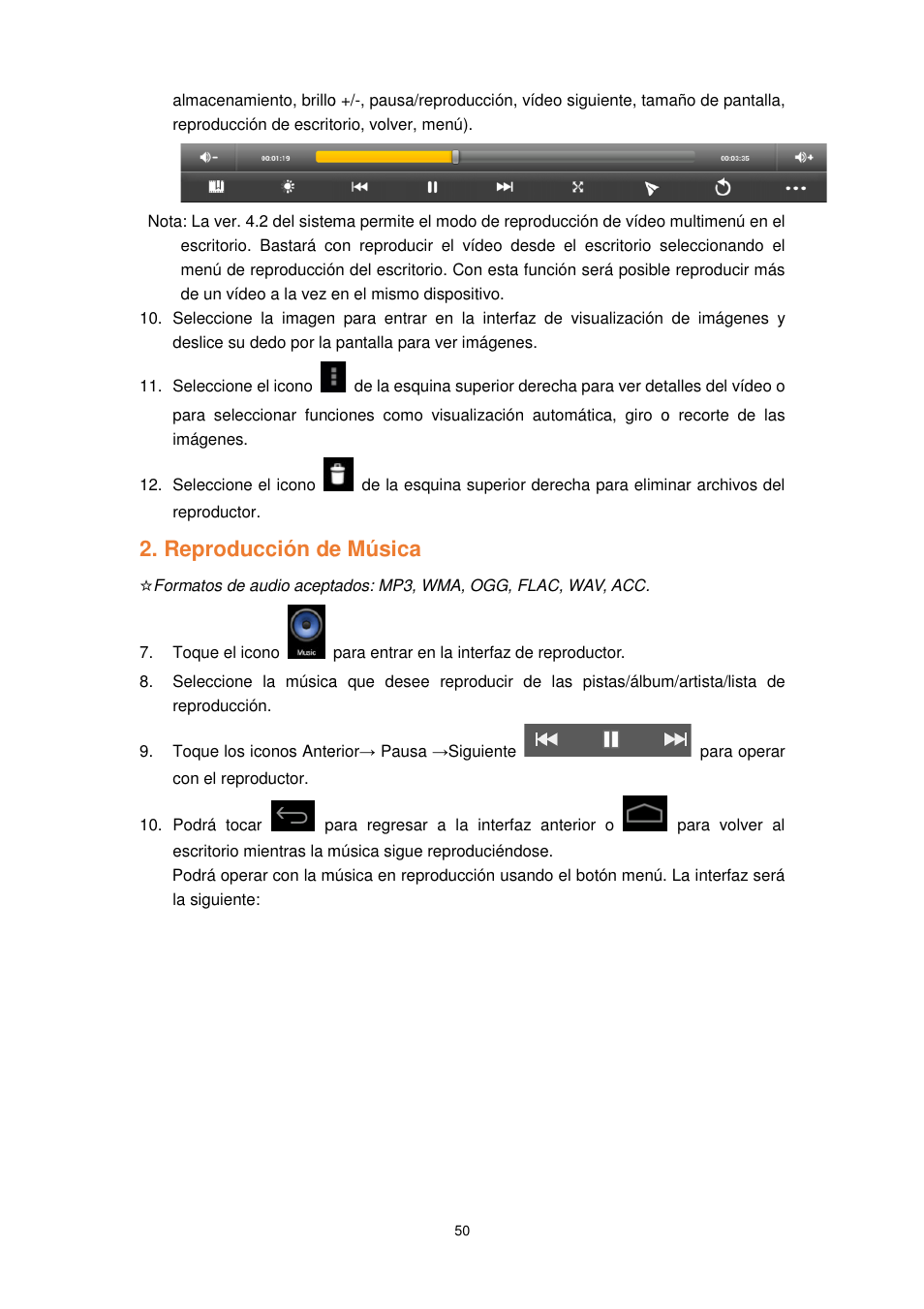 Reproducción de música | Lenco TAB-1022 User Manual | Page 50 / 111
