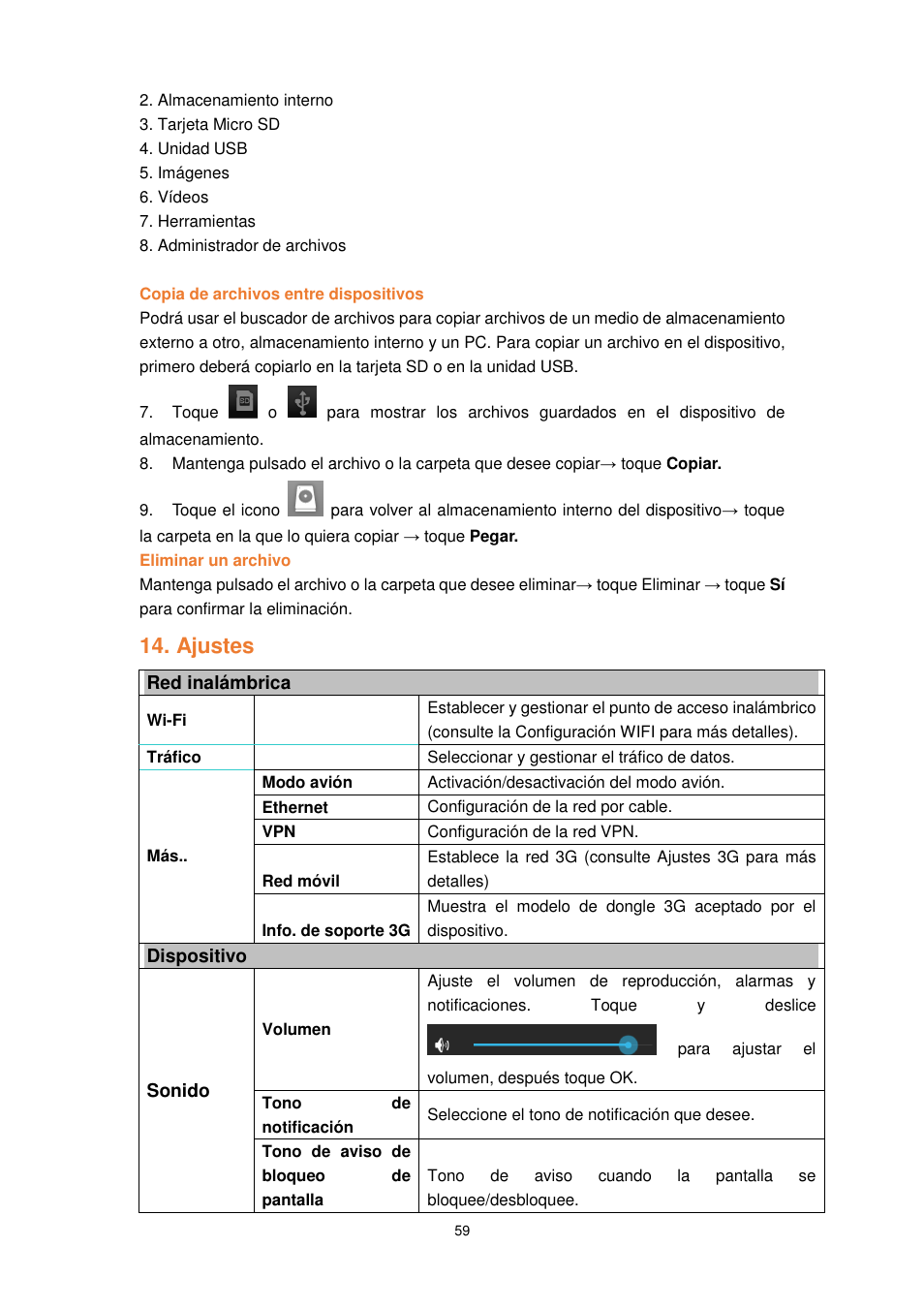 Ajustes | Lenco TAB-1022 User Manual | Page 59 / 111