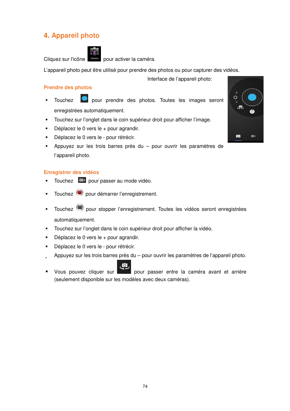 Appareil photo | Lenco TAB-1022 User Manual | Page 74 / 111