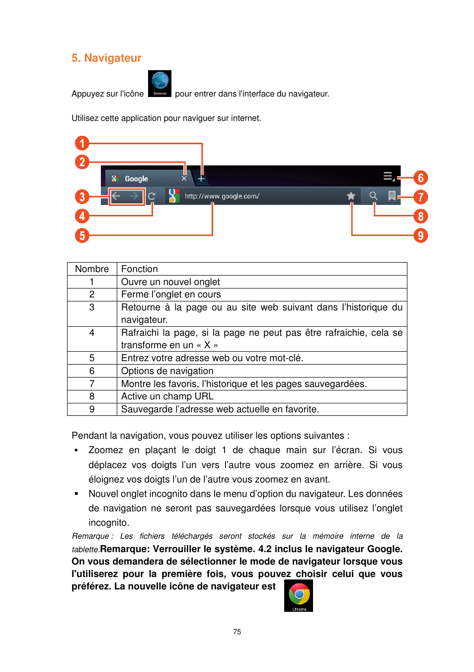 Navigateur | Lenco TAB-1022 User Manual | Page 75 / 111