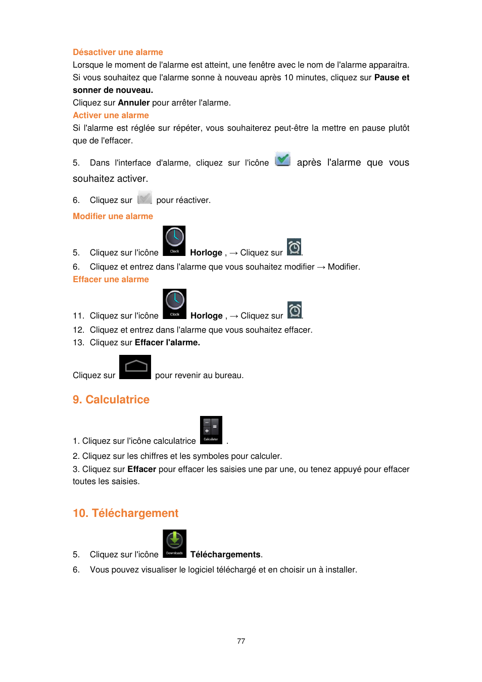 Calculatrice, Téléchargement | Lenco TAB-1022 User Manual | Page 77 / 111