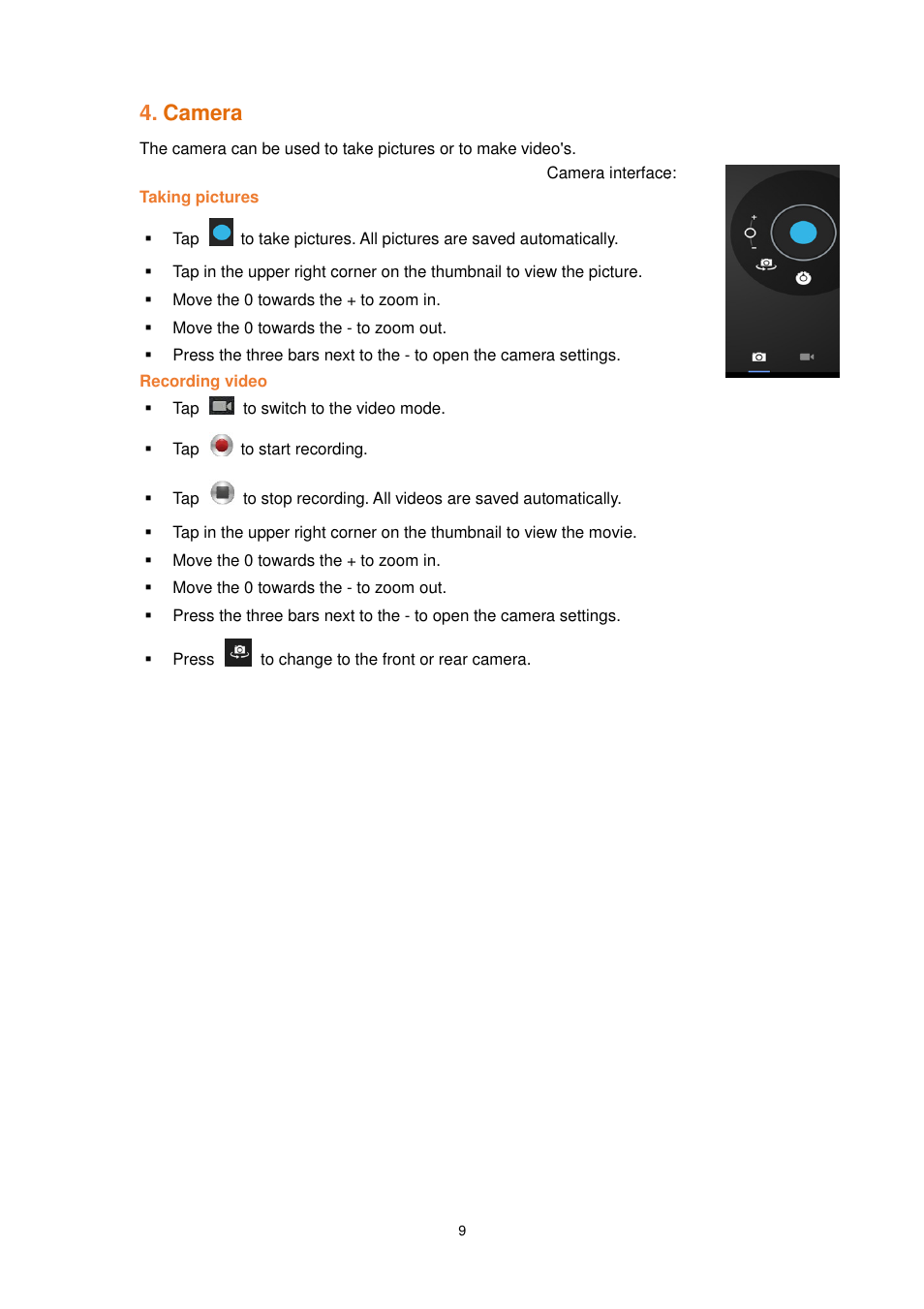 Camera | Lenco TAB-1022 User Manual | Page 9 / 111