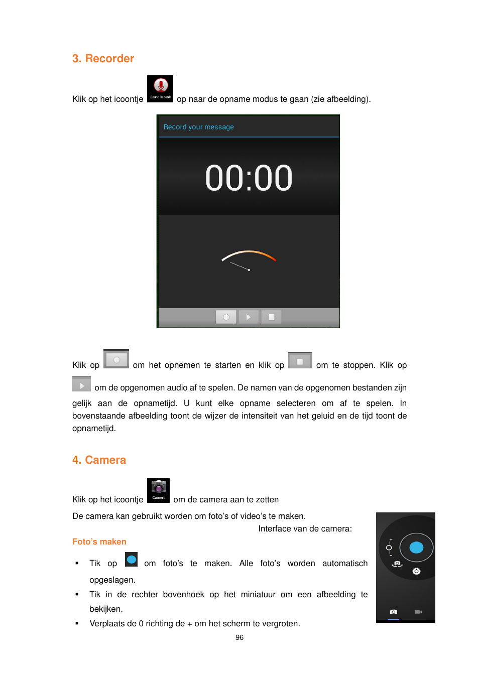 Recorder, Camera | Lenco TAB-1022 User Manual | Page 96 / 111