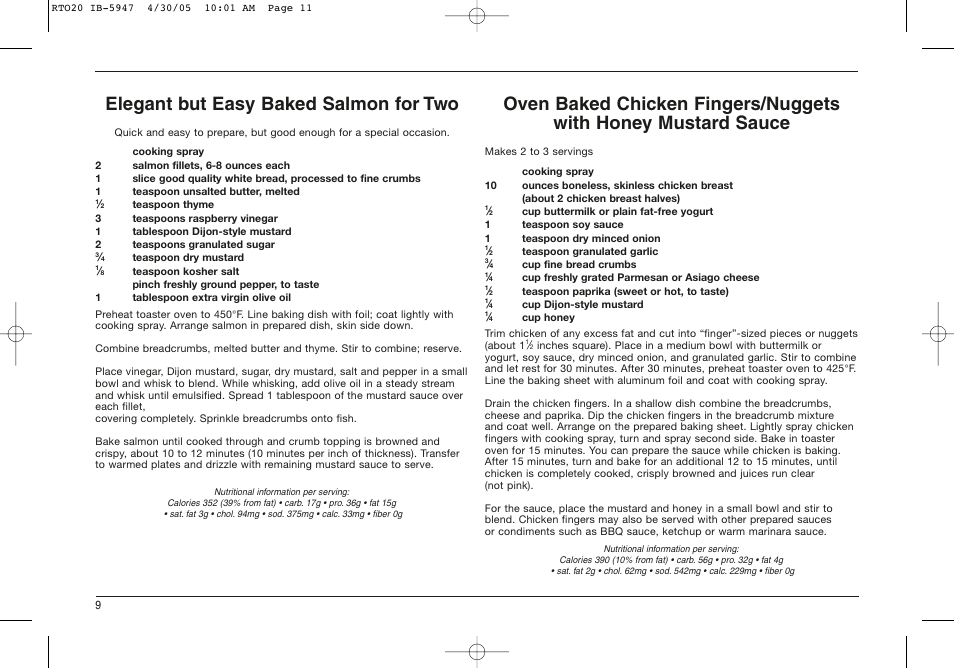 Elegant but easy baked salmon for two | Cuisinart RTO-20C User Manual | Page 10 / 21