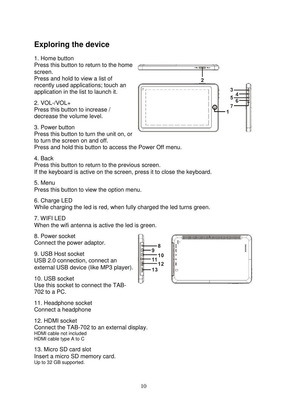 Exploring the device | Lenco TAB-702 User Manual | Page 10 / 15