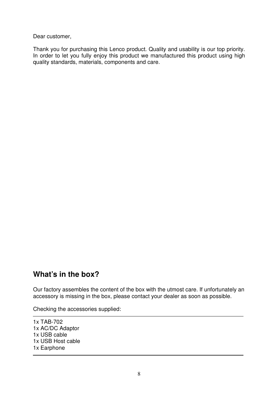 Lenco TAB-702 User Manual | Page 8 / 15