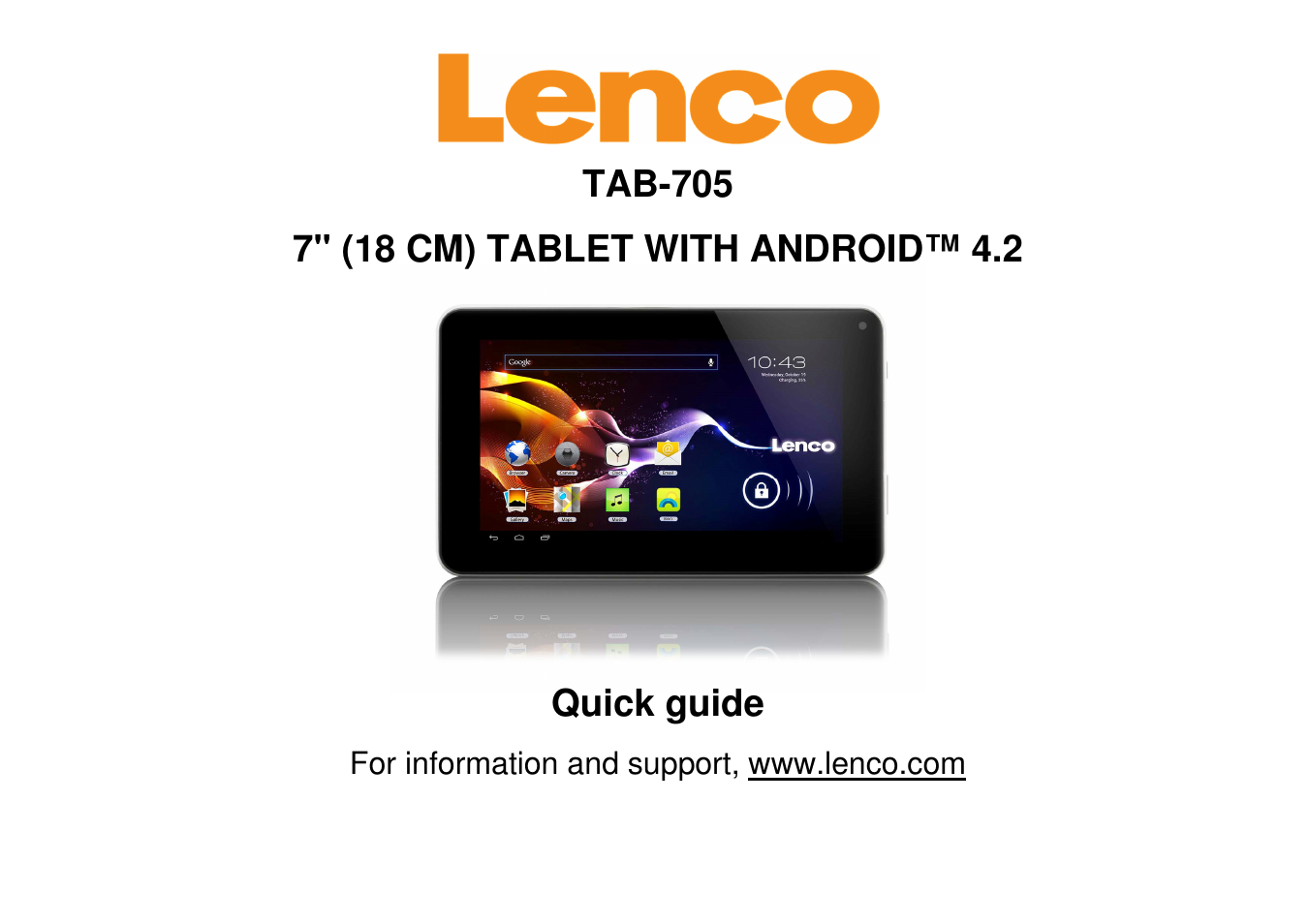 Lenco TAB-705 User Manual | 7 pages