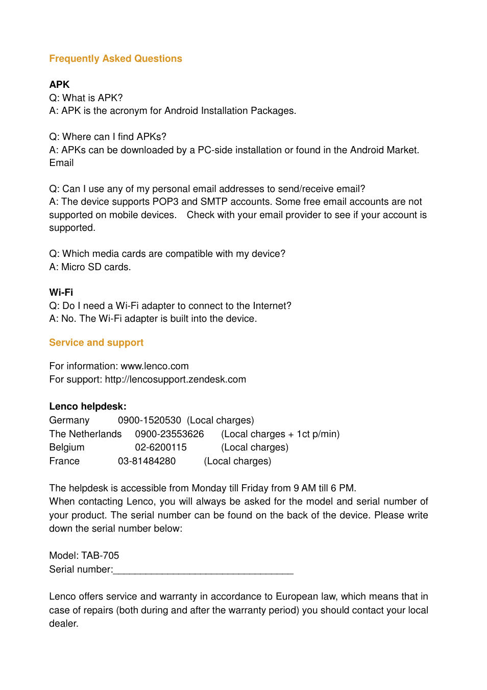 Lenco TAB-705 User Manual | Page 24 / 25