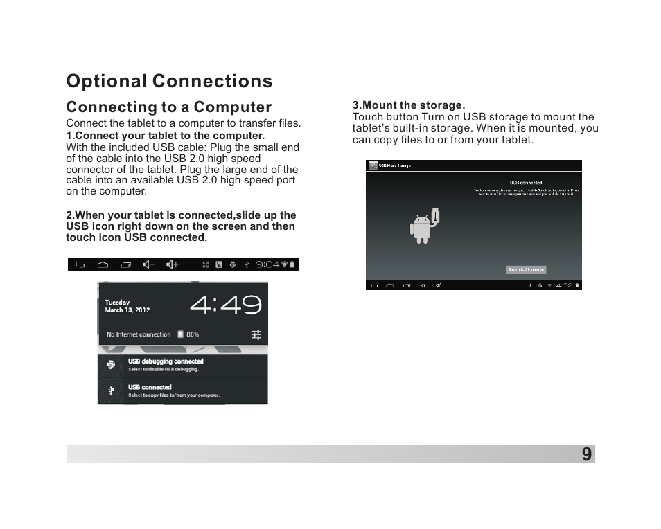页 10, 9optional connections | Lenco TAB-711 User Manual | Page 10 / 55