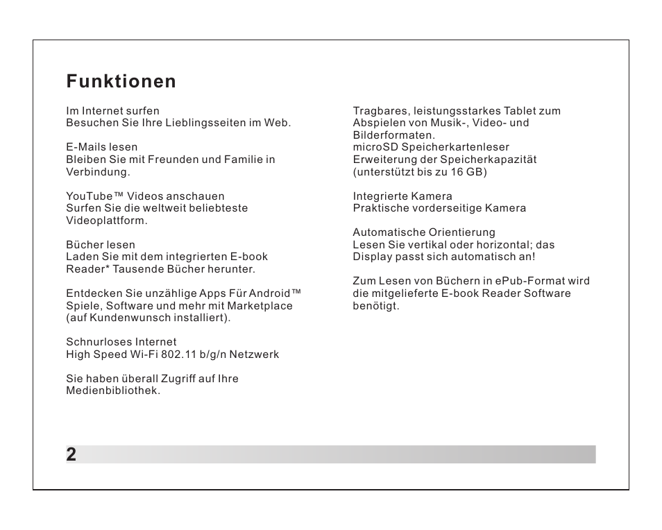 Funktionen 2 | Lenco TAB-711 User Manual | Page 14 / 55