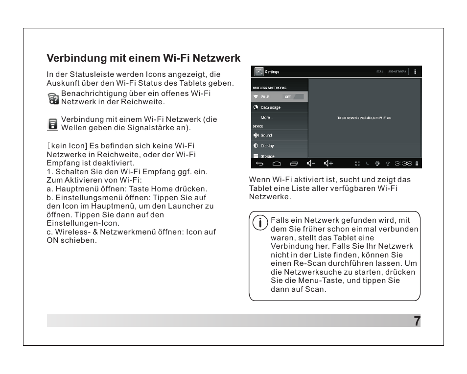 Verbindung mit einem wi-fi netzwerk | Lenco TAB-711 User Manual | Page 19 / 55