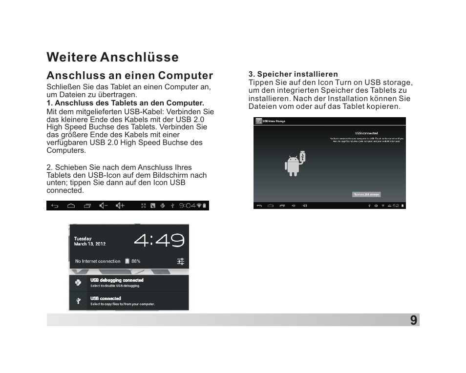 页 10, 9weitere anschlüsse | Lenco TAB-711 User Manual | Page 21 / 55