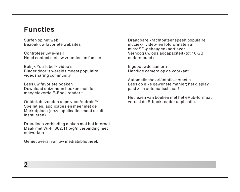 Functies 2 | Lenco TAB-711 User Manual | Page 25 / 55