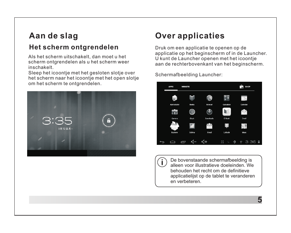 Aan de slag 5, Over applicaties | Lenco TAB-711 User Manual | Page 28 / 55