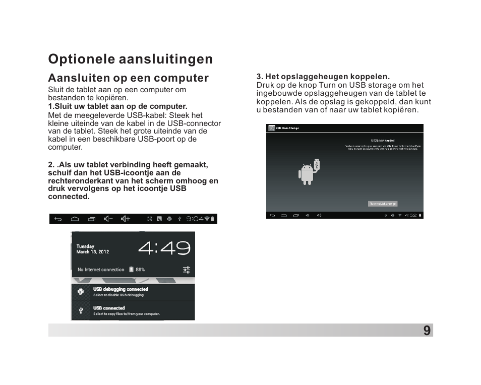 页 10, 9optionele aansluitingen | Lenco TAB-711 User Manual | Page 32 / 55