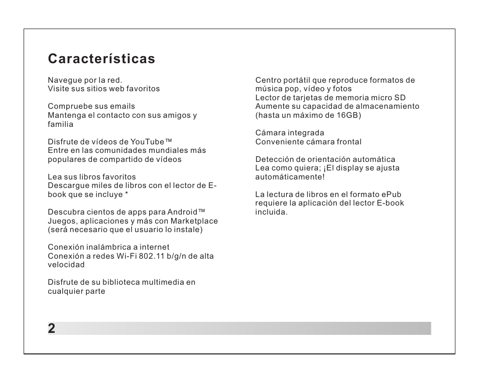 Características 2 | Lenco TAB-711 User Manual | Page 47 / 55