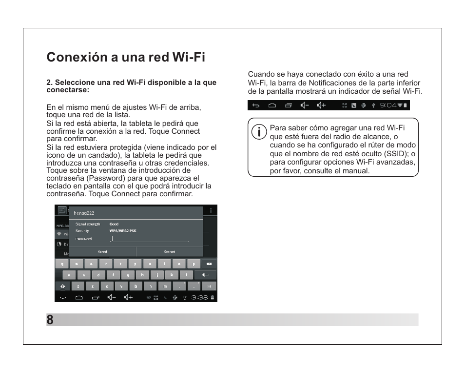 8conexión a una red wi-fi | Lenco TAB-711 User Manual | Page 53 / 55