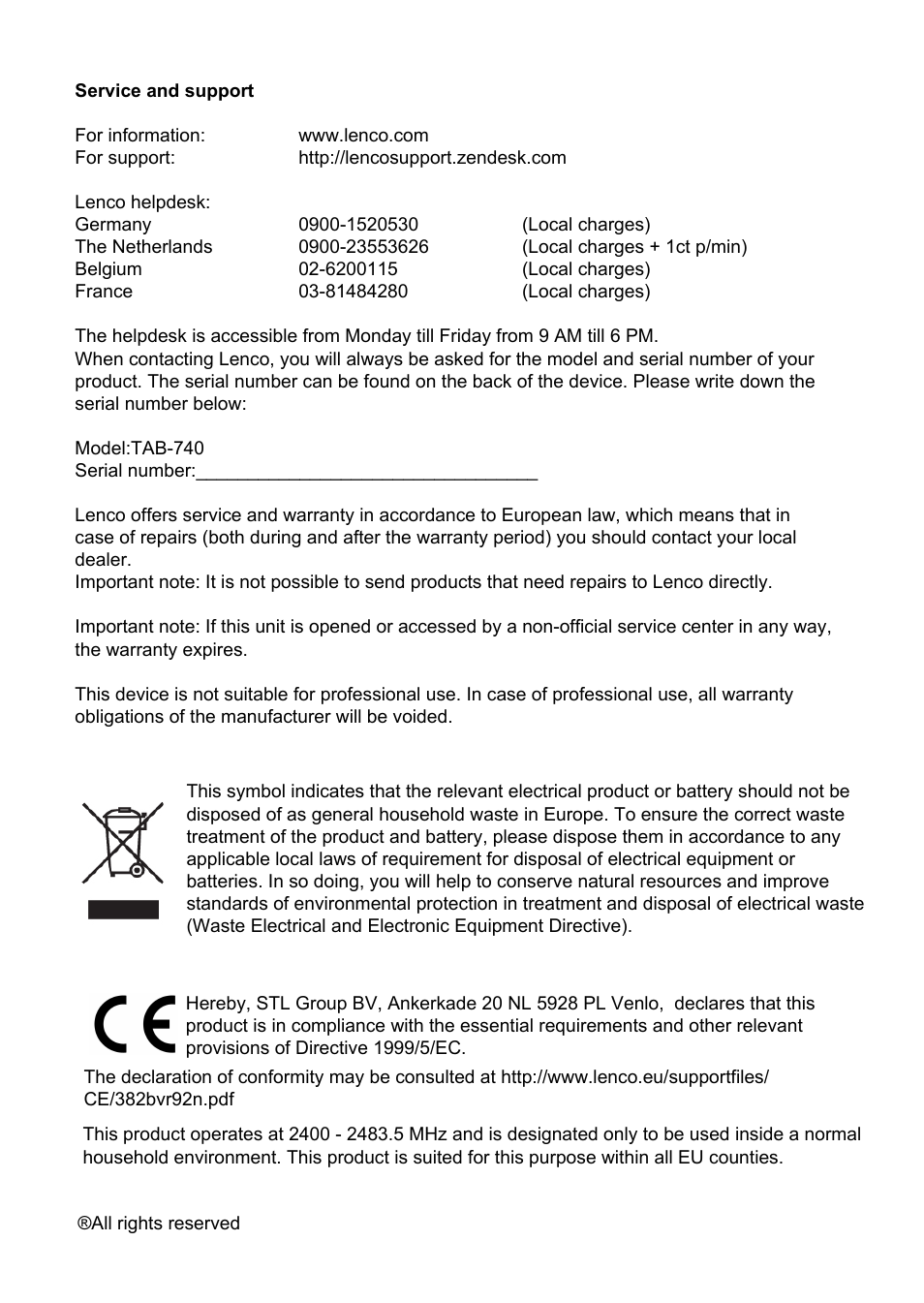 Lenco TAB-740 User Manual | Page 16 / 16