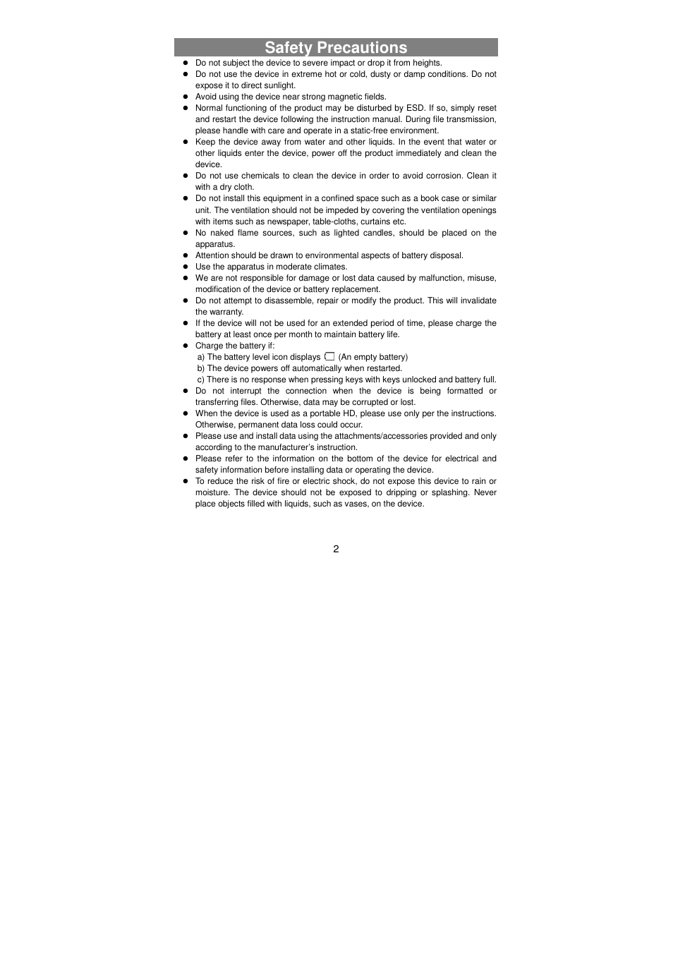 Safety precautions | Lenco TAB-811 User Manual | Page 2 / 37