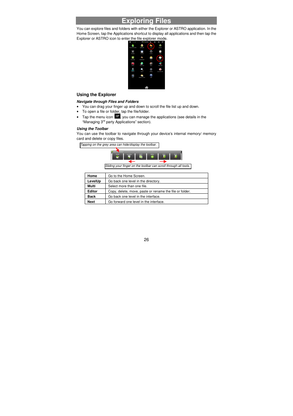 Exploring files | Lenco TAB-811 User Manual | Page 26 / 37