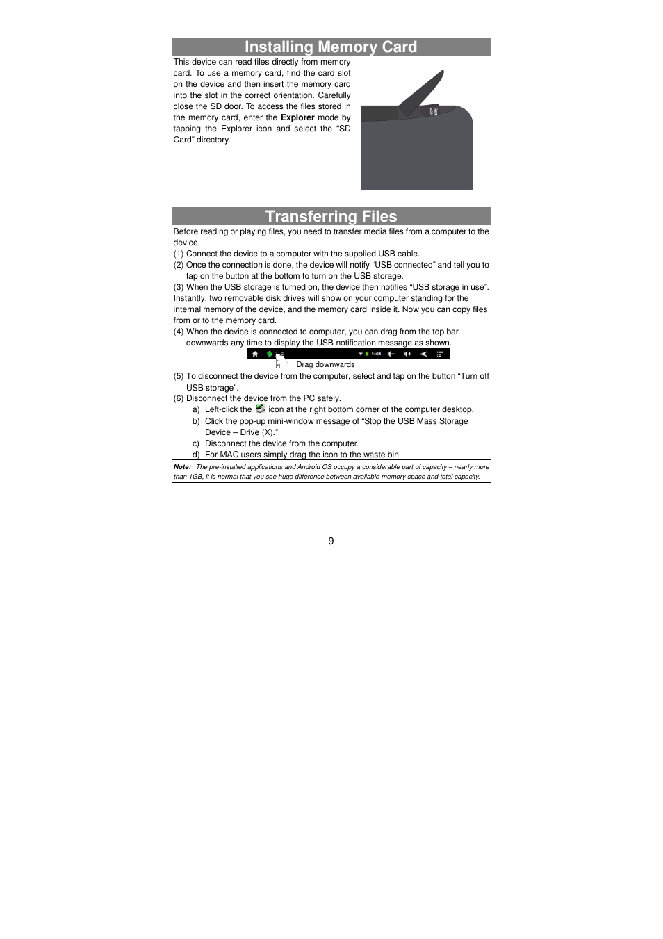 Transferring files | Lenco TAB-811 User Manual | Page 9 / 37