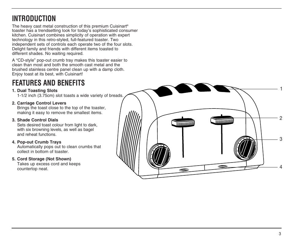 Introduction, Features and benefits | Cuisinart CMT-400PC User Manual | Page 3 / 8