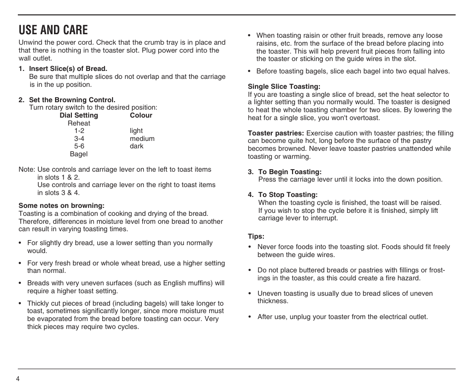 Use and care | Cuisinart CMT-400PC User Manual | Page 4 / 8