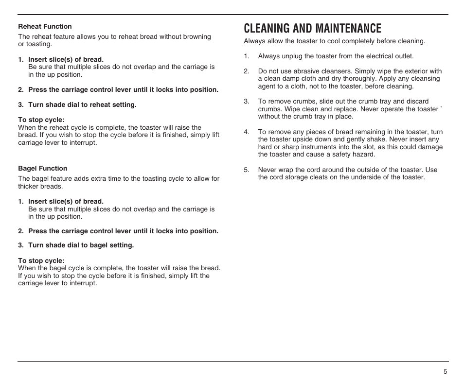 Cleaning and maintenance | Cuisinart CMT-400PC User Manual | Page 5 / 8