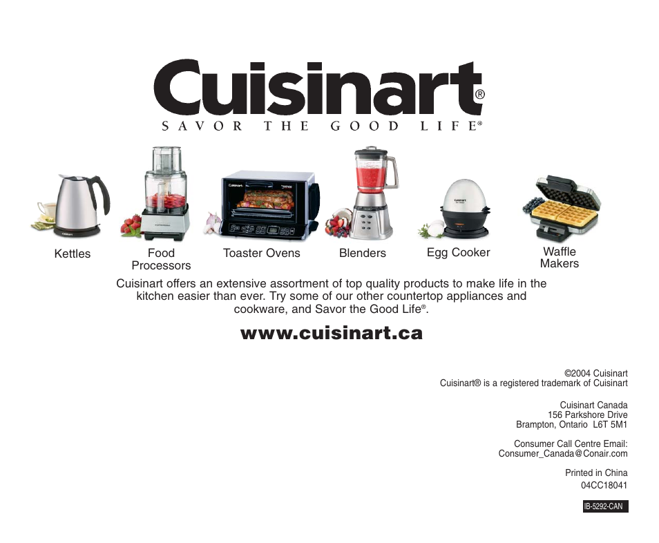 Cuisinart CMT-400PC User Manual | Page 8 / 8