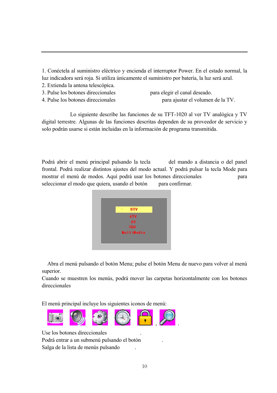 Navegación de los menús, 1 operaciones básicas de la tv, 2 tv digital y tv analógica | 2 definiciones del menú, Peraciones básicas de la, Digital y, Analógica, 1 resumen del menú | Lenco TFT-1020 User Manual | Page 108 / 157