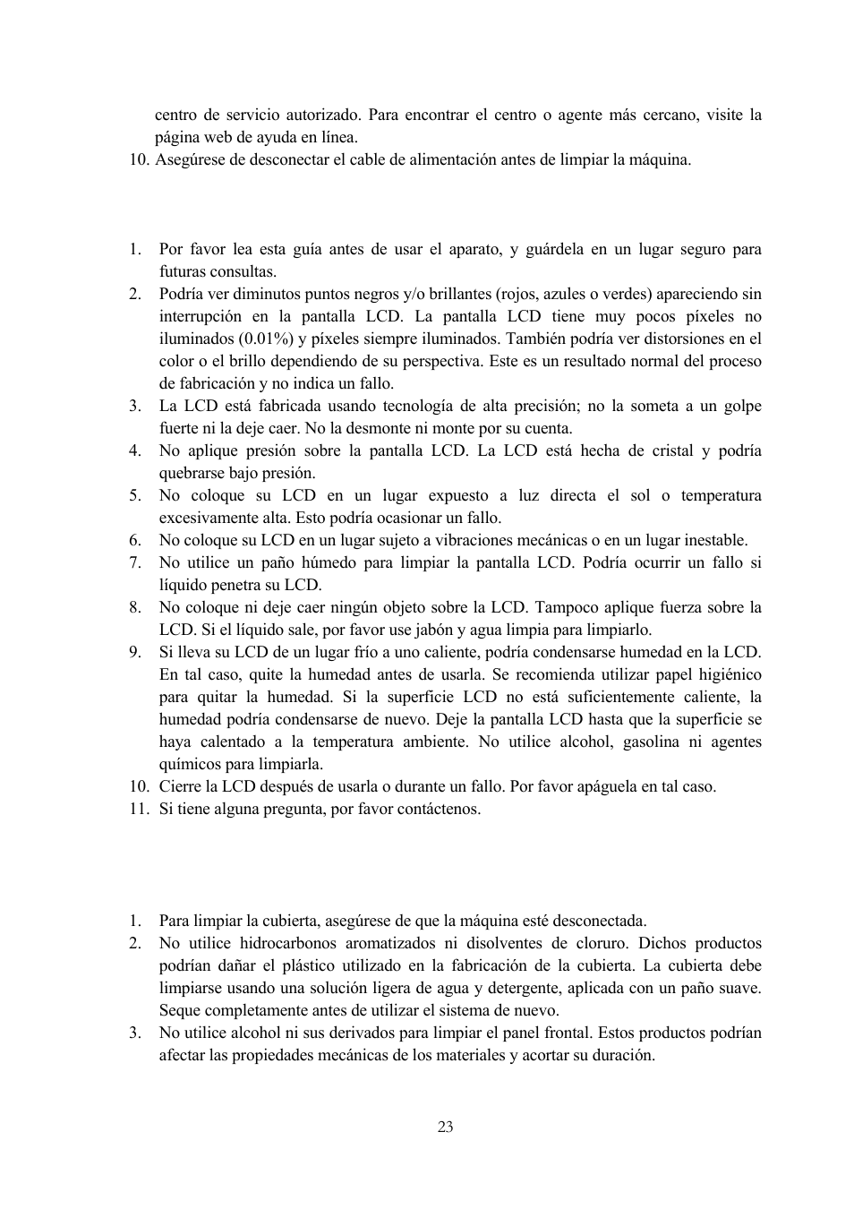 2 consideraciones sobre la pantalla, 3 recomendaciones de limpieza, Onsideraciones sobre la pantalla | Ecomendaciones de limpieza | Lenco TFT-1020 User Manual | Page 121 / 157