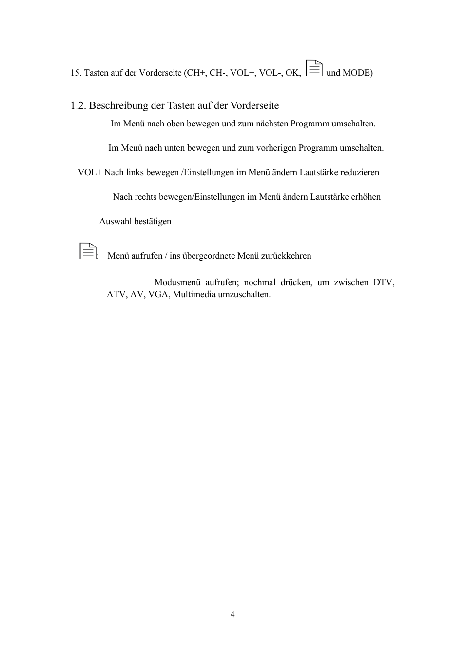Beschreibung der tasten auf der vorderseite, Eschreibung der, Asten auf der | Orderseite | Lenco TFT-1020 User Manual | Page 133 / 157