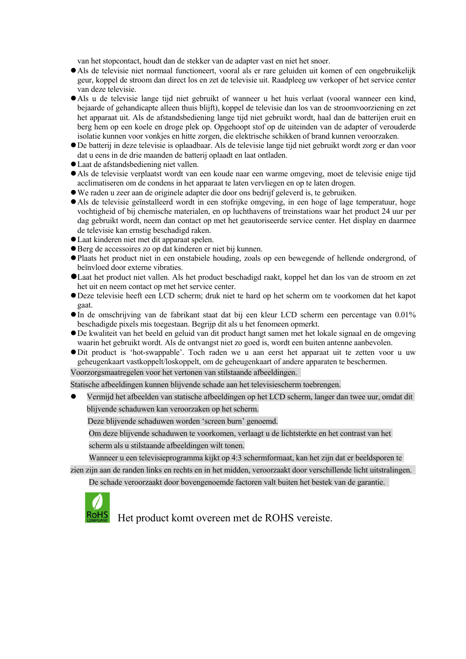 Het product komt overeen met de rohs vereiste | Lenco TFT-1020 User Manual | Page 34 / 157