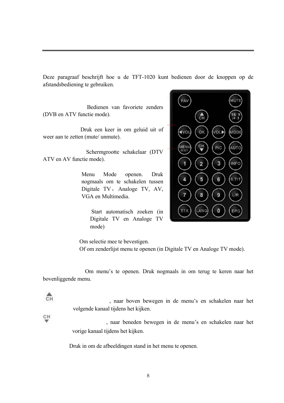 1 definities, Afstandsbediening, Efinities | Lenco TFT-1020 User Manual | Page 43 / 157