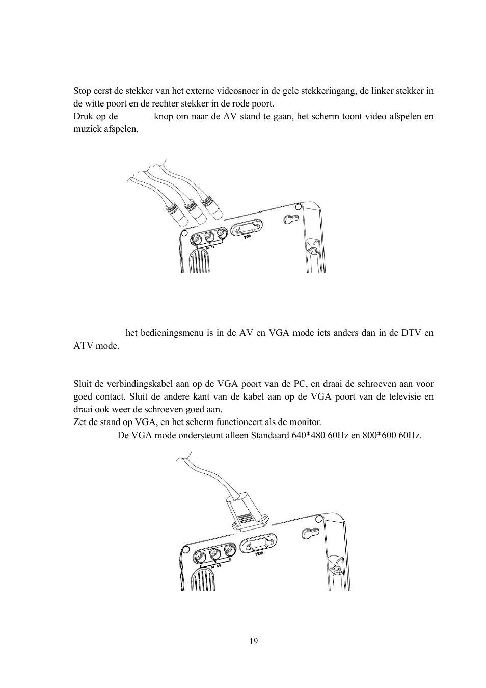 3 audio en video input, 4 aansluiten op pc, Udio en video input | Nsluiten op | Lenco TFT-1020 User Manual | Page 54 / 157